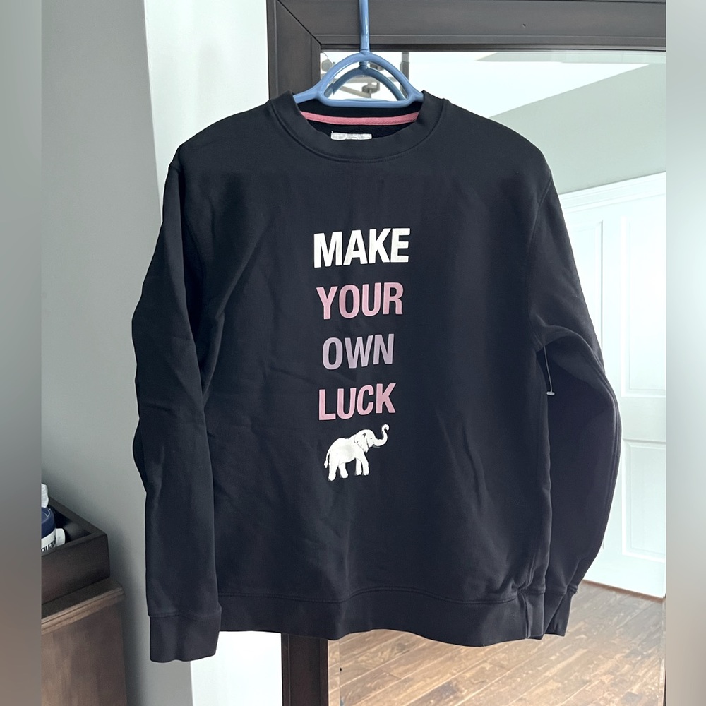 Ivory Ella MAKE YOUR OWN LUCK sweatshirt, size Small